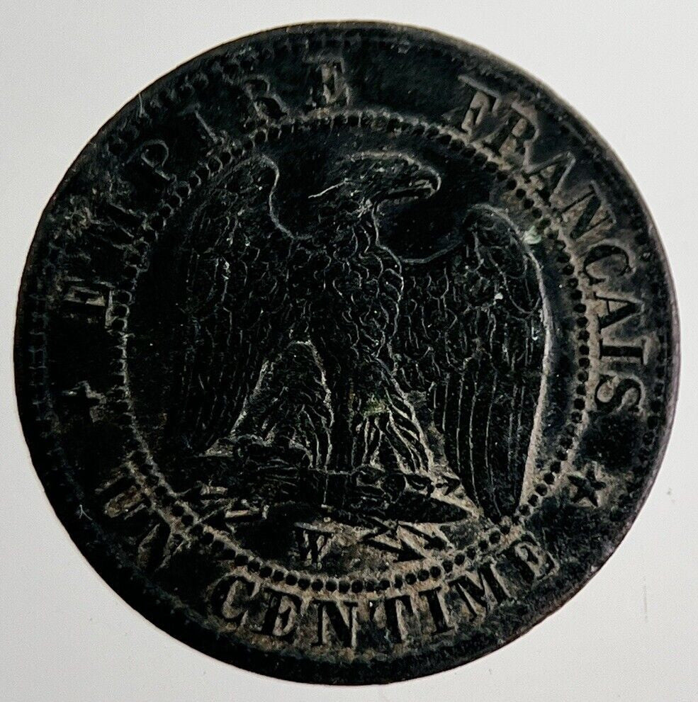 1853 France Republic 1 Un Centime Cent Coin | Fine Collectable Grade