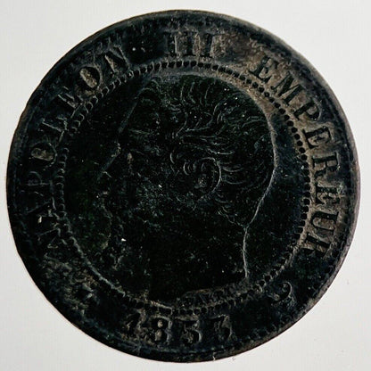 1853 France Republic 1 Un Centime Cent Coin | Fine Collectable Grade