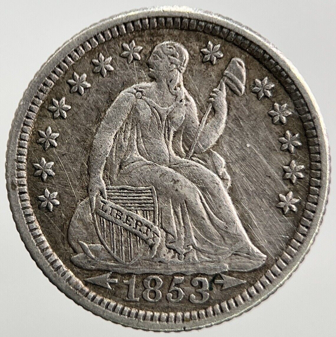 1853 US USA Liberty Seated Half Dime | Silver Coin | Very Fine Grade | a46