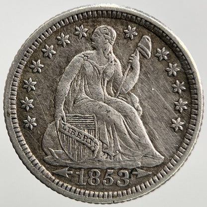 1853 US USA Liberty Seated Half Dime | Silver Coin | Very Fine Grade | a46