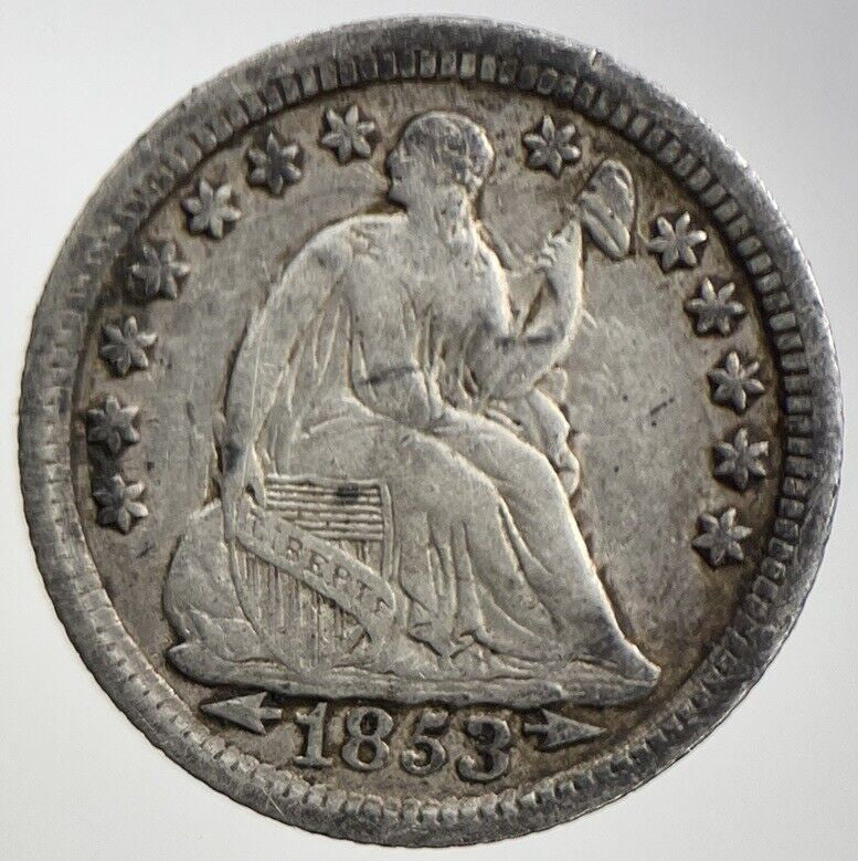 1853 US USA Liberty Seated Half Dime | Silver Coin | Collectable Grade | a1356