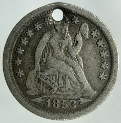 1853 US USA Seated Liberty Dime Silver Coin | Fine Collectable Grade
