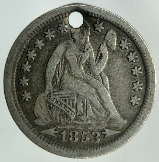 1853 US USA Seated Liberty Dime Silver Coin | Fine Collectable Grade