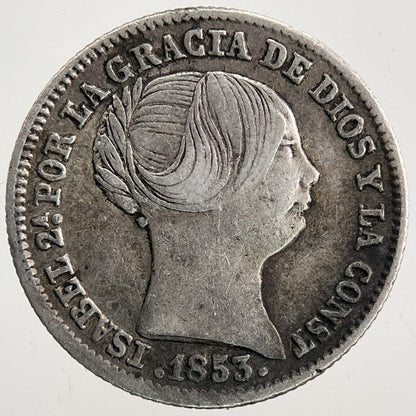 1853 Spain One 1 Real Silver Coin | Very High Grade | a9369