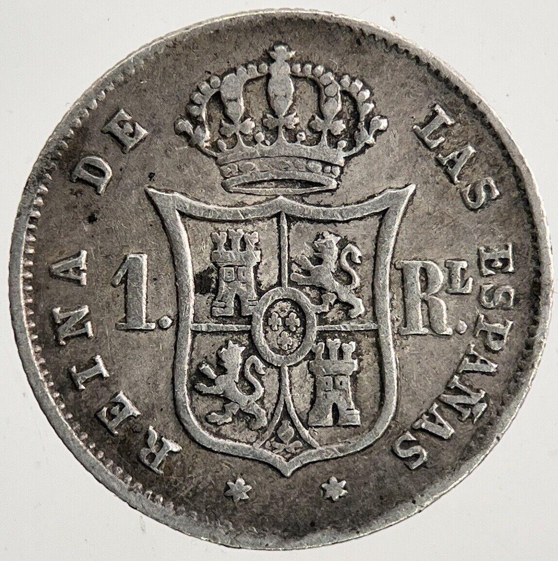 1853 Spain One 1 Real Silver Coin | Very High Grade | a9369