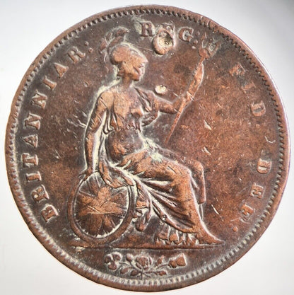 1853 Penny | British Copper Coin | Queen Victoria | Collectable Grade | a307