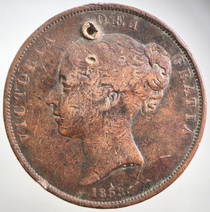 1853 Penny | British Copper Coin | Queen Victoria | Collectable Grade | a307