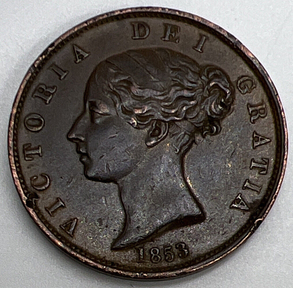 1853 Victoria Half-Penny | British Copper Coin | Very Fine Grade | a1270