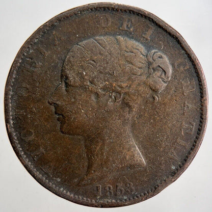 1853 Victoria Half-Penny Coin | Fine Collectable Grade | a2422