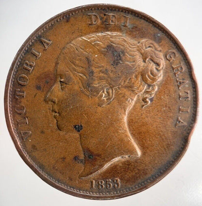 1853 Victoria One Penny Coin | Very High Grade | a6409