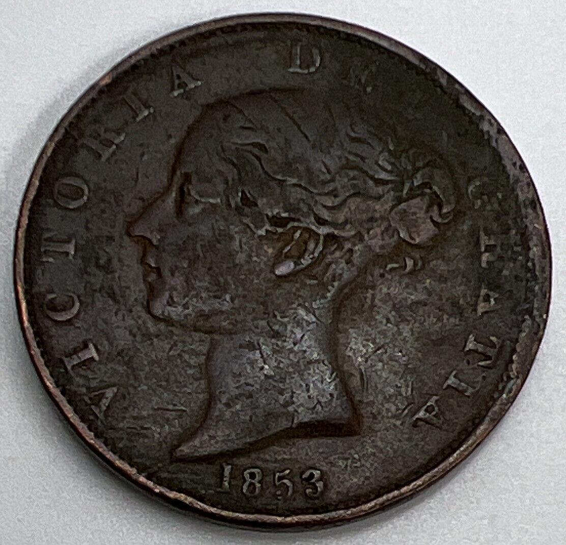 1853 Victoria Half-Penny | British Copper Coin | Fine Collectable Grade | a1272