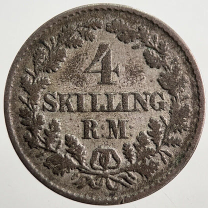 1854 Denmark 4 Skilling Silver Coin | Collectable Grade | a7835