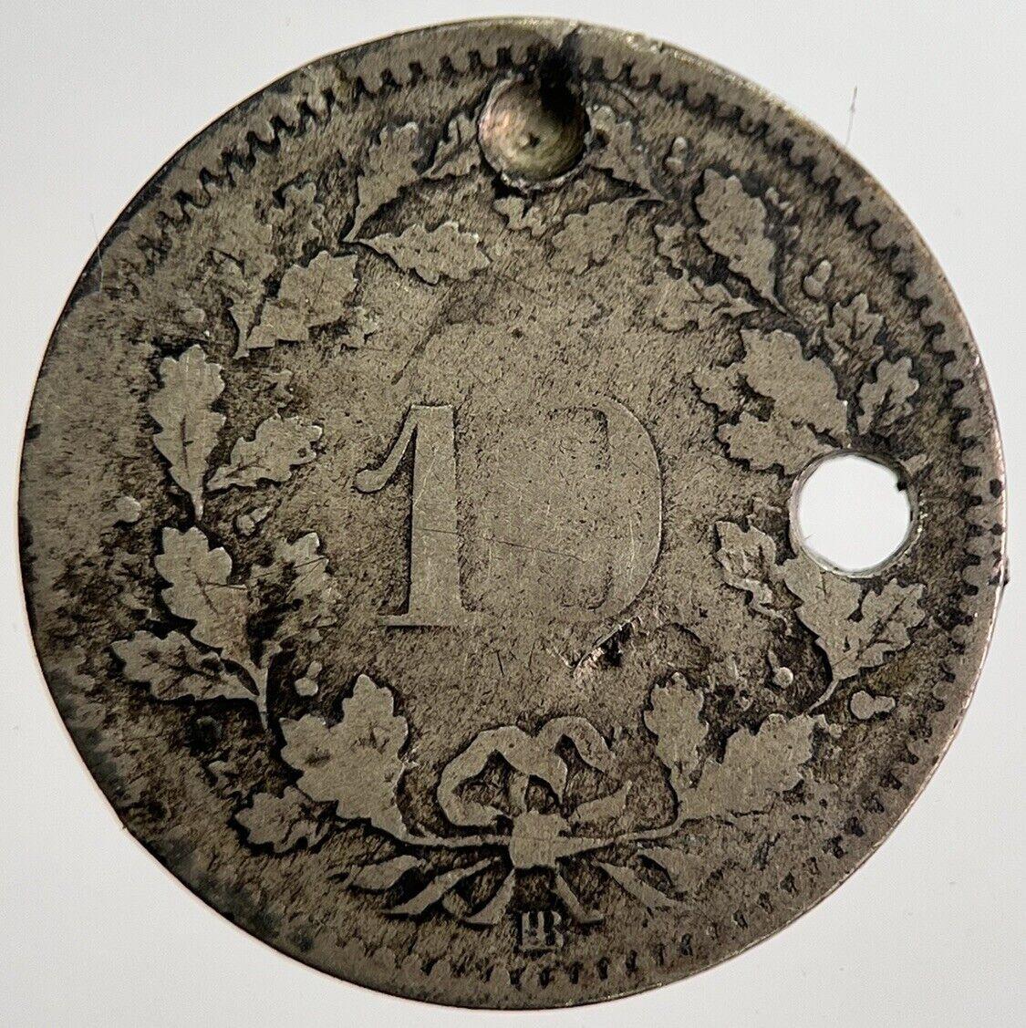 1854 Switzerland Swiss 10 Rappen Coin | Collectable Grade | a8384