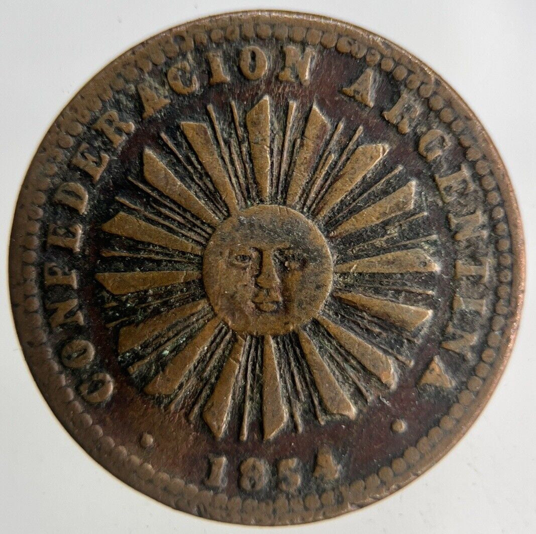 1854 Argentina 1 Un Centavo Coin | Fine Collectable Grade