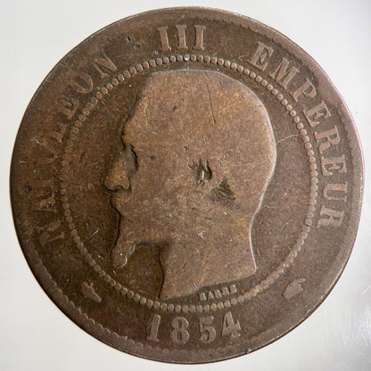 1854 France 10 Centimes Coin | Fair Grade