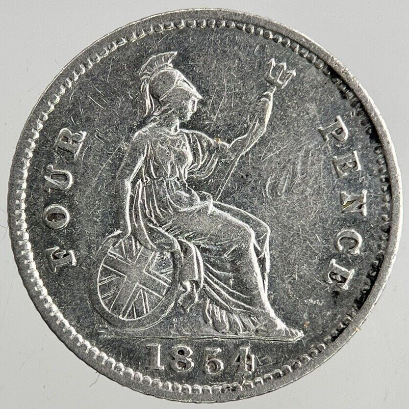 1854 Victoria Groat Four-Pence Silver Coin | Fine Collectable Grade