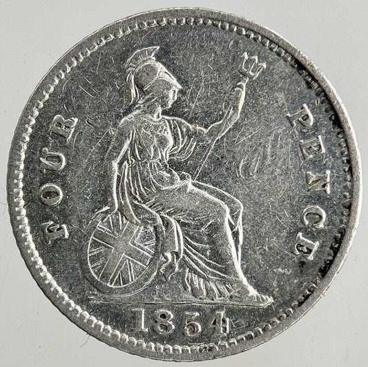1854 Victoria Groat Four-Pence Silver Coin | Fine Collectable Grade