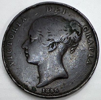 1855 Penny | British Copper Coin | Queen Victoria | Collectable Grade | a634