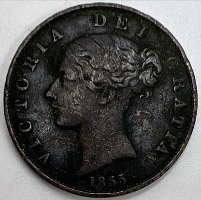 1855 Victoria Half-Penny | British Copper Coin | Fine Collectable Grade | a1117