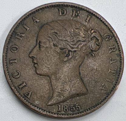 1855 Victoria Half-Penny | British Coin | Fine Collectable Grade | a1197