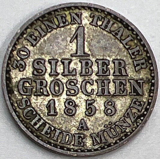 1858 A Germany Silver Groschen Silver Coin | Collectable Grade | a082