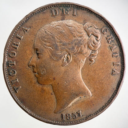 1857 Victoria One Penny Coin | Very High Grade