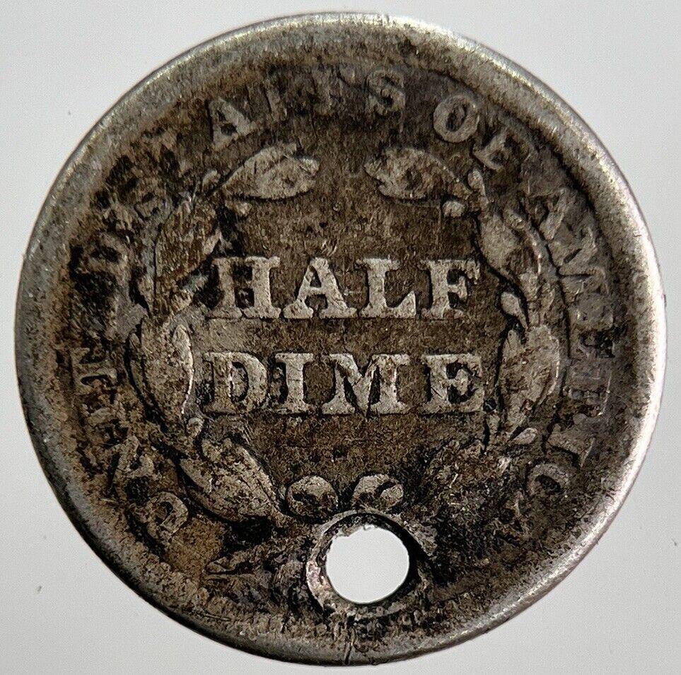 1858 US USA Liberty Seated Half Dime Silver Coin | Fair Grade | a2539