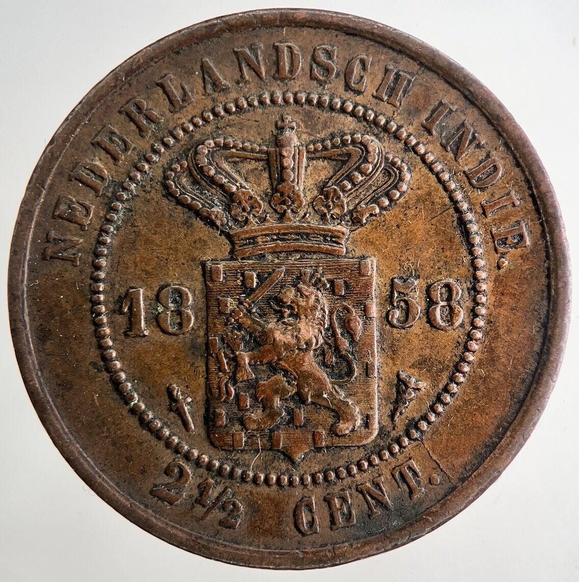 1858 Netherlands 2 1/2 Two Half Cent Coin | Very High Grade | a9669