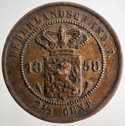 1858 Netherlands 2 1/2 Two Half Cent Coin | Very High Grade | a9669