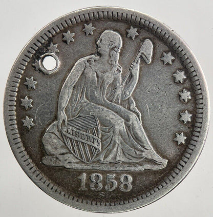 1858 US USA Quarter Dollar Silver Coin | Fine Collectable Grade | a9373
