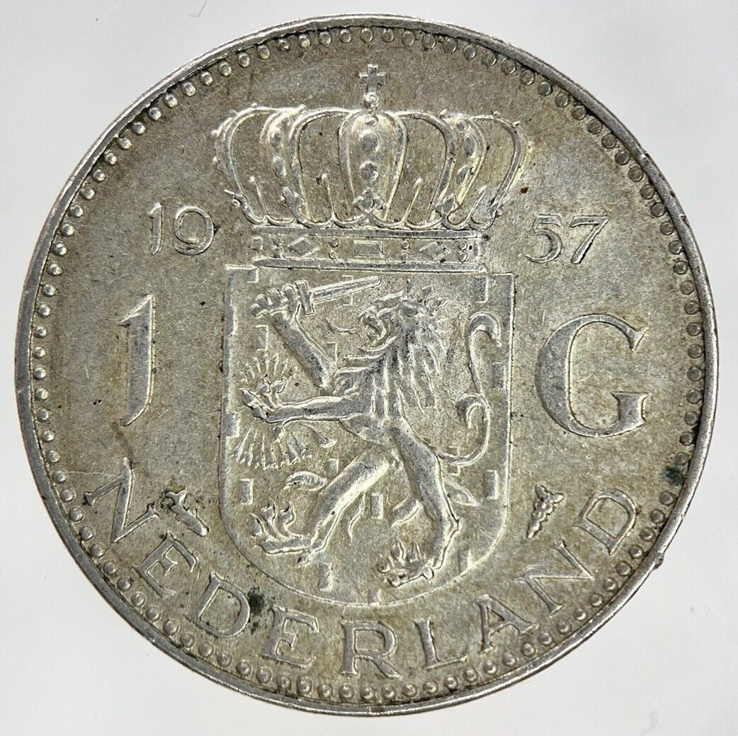 1857 Netherlands 1 Gulden Silver Coin | Fine Collectable Grade