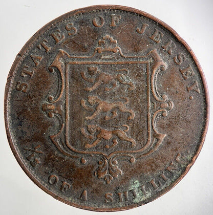 1858 Jersey 1/13 Of A Shilling Coin | Fine Collectable Grade