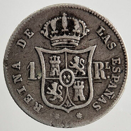 1858 Spain 1 Real Silver Coin | Fine Collectable Grade