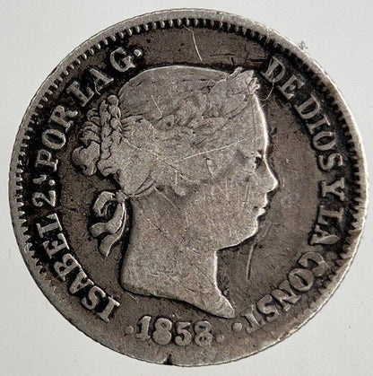1858 Spain 1 Real Silver Coin | Fine Collectable Grade
