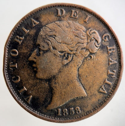 1858 Victoria Half-Penny Coin | Fine Collectable Grade