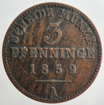 1859-A Germany 3 Pfennig Coin | Collectable Grade | a2611