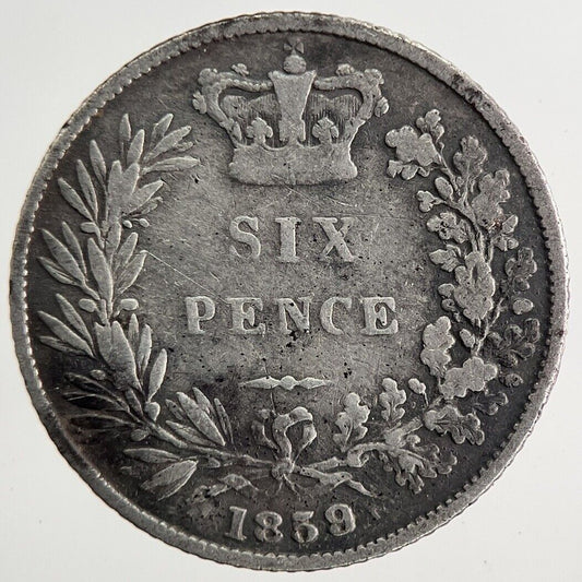 1859 Victoria Sixpence Silver Coin | Fine Collectable Grade