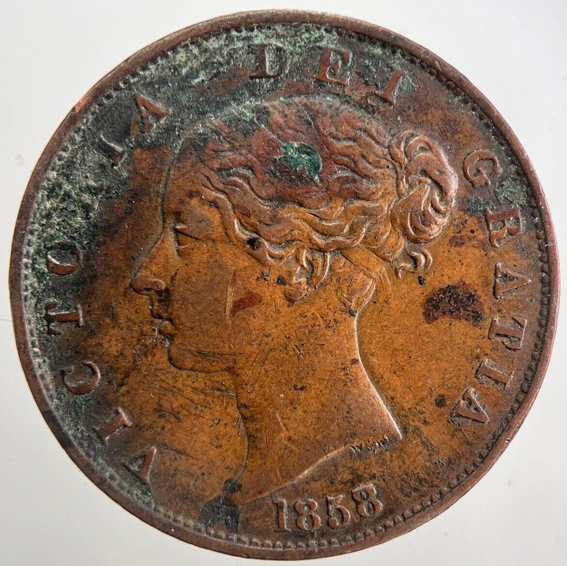 1858 Victoria Half-Penny Coin | Very High Grade | a5604