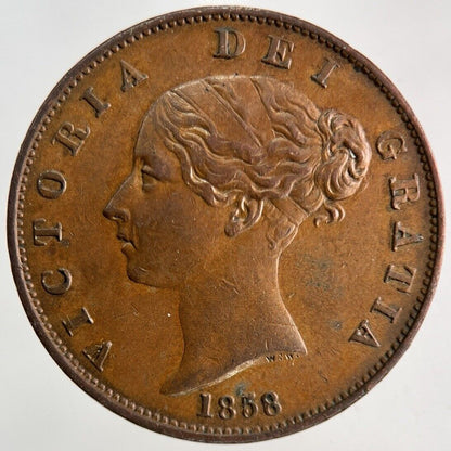 1858 Victoria Half-Penny Coin | Very High Grade