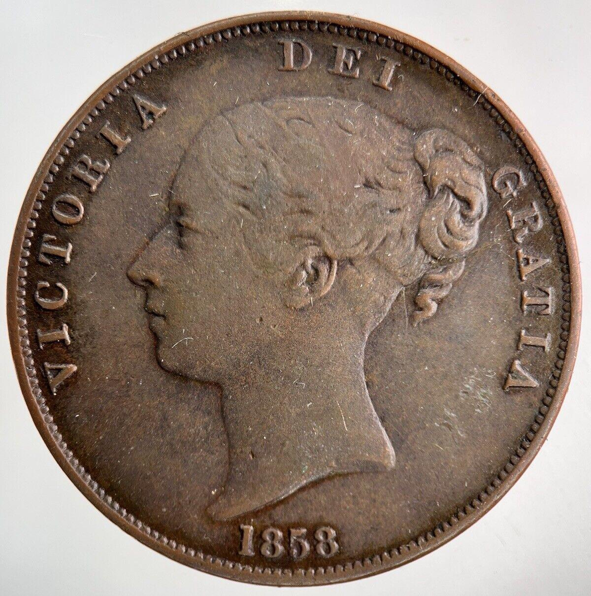 1858 Victoria One Penny Coin | Fine Collectable Grade