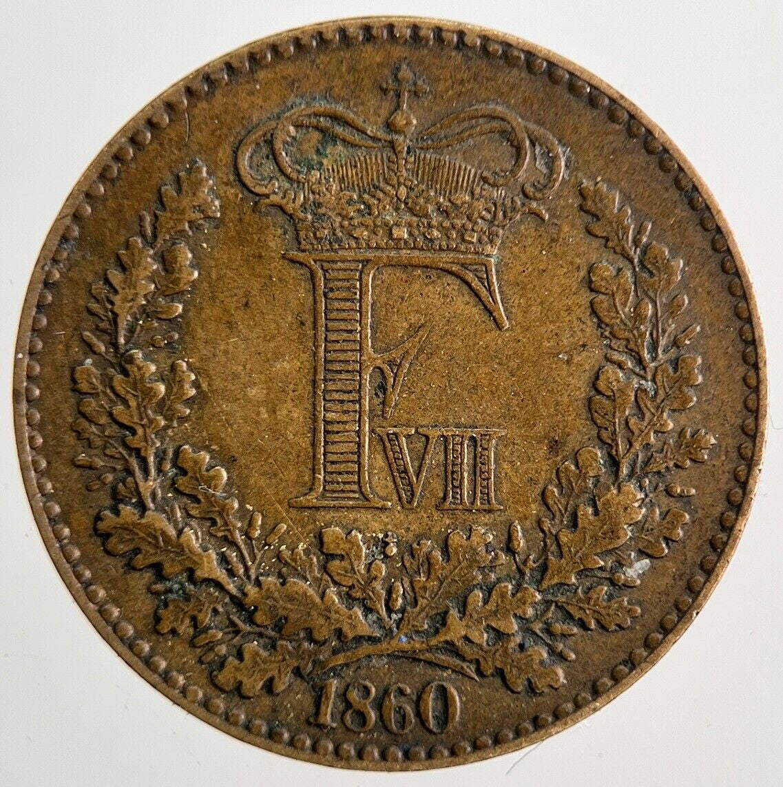 1860 Denmark 1 Skilling Coin | Very High Grade | a9854