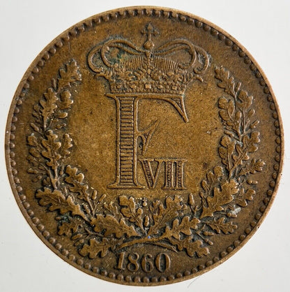 1860 Denmark 1 Skilling Coin | Very High Grade | a9854
