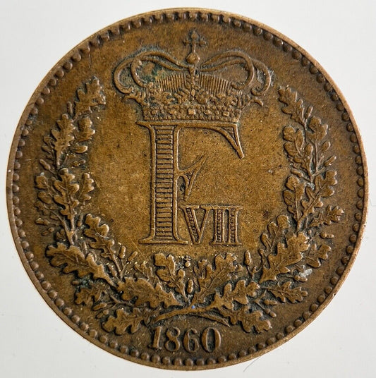 1860 Denmark 1 Skilling Coin | Very High Grade | a9854