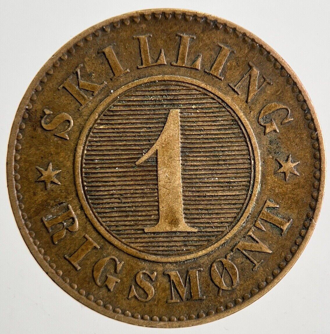 1860 Denmark 1 Skilling Coin | Very High Grade | a9854