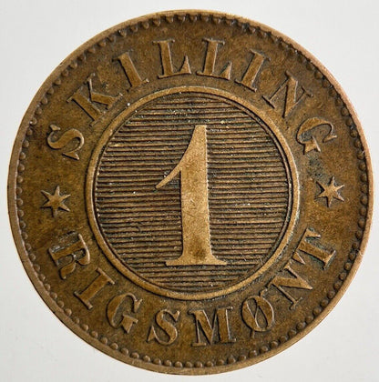 1860 Denmark 1 Skilling Coin | Very High Grade | a9854