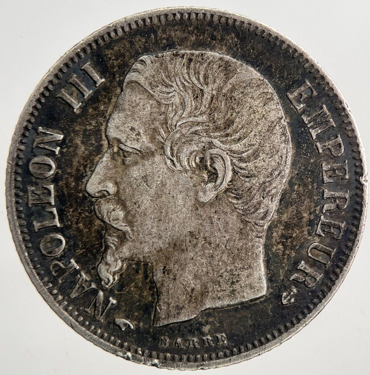 1860 France 1 One Franc Silver Coin | Very High Grade | a9302