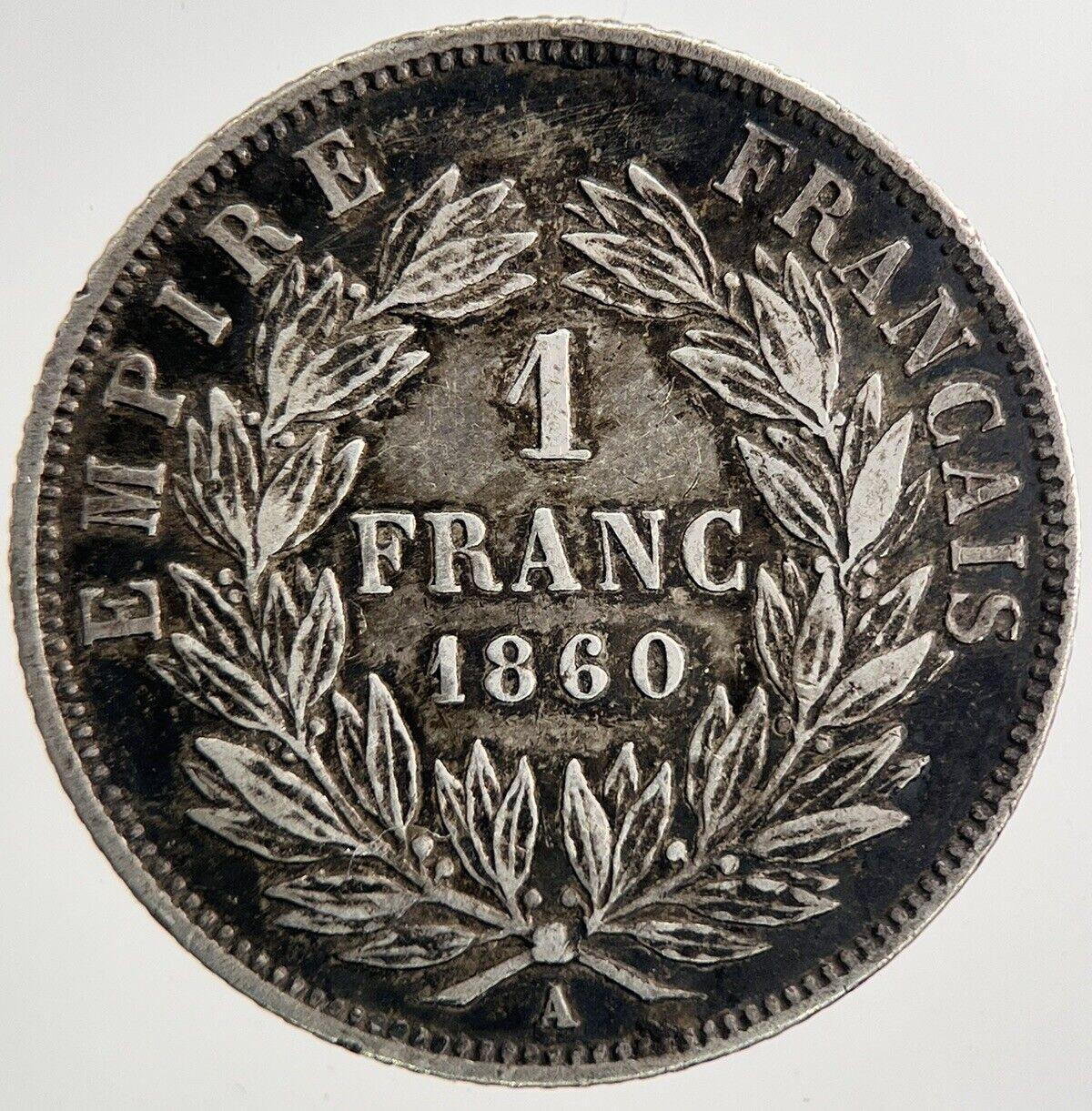 1860 France 1 One Franc Silver Coin | Very High Grade | a9302