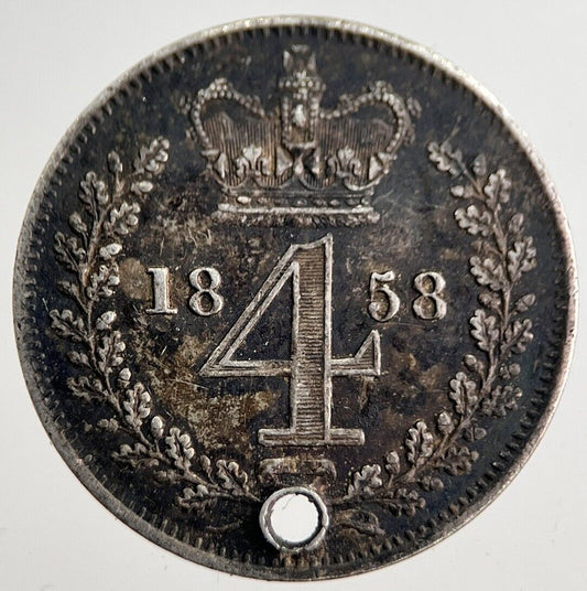 1858 Victoria Maundy Four-Pence Silver Coin | Very High Grade | a7288