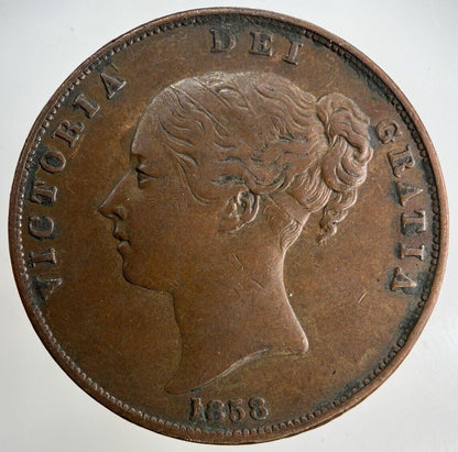 1858 Victoria One Penny Coin | Very High Grade