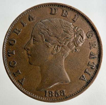 1858 Victoria Half-Penny Coin | Very High Grade